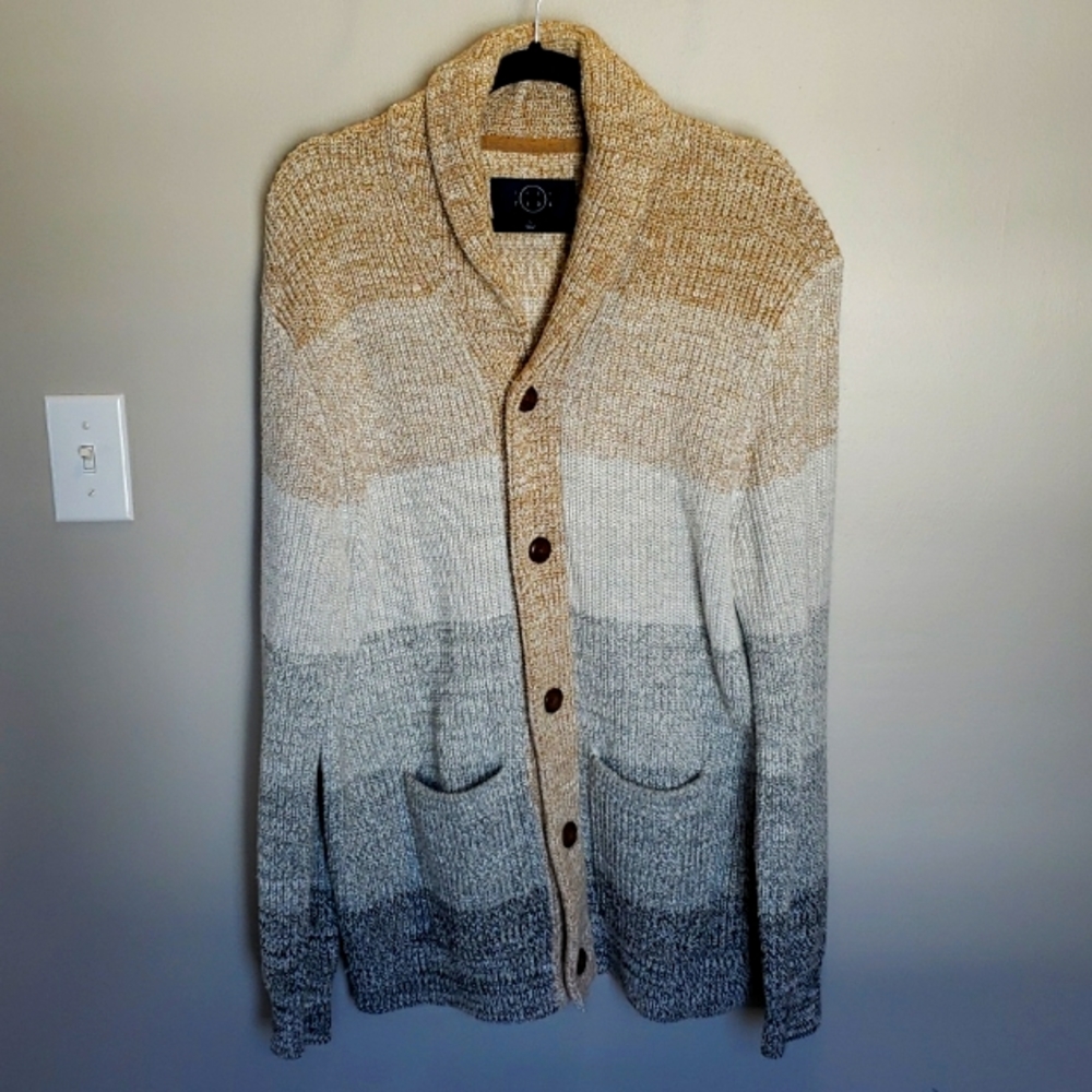 Men's Even Tide ombre oatmeal cardigan sweater